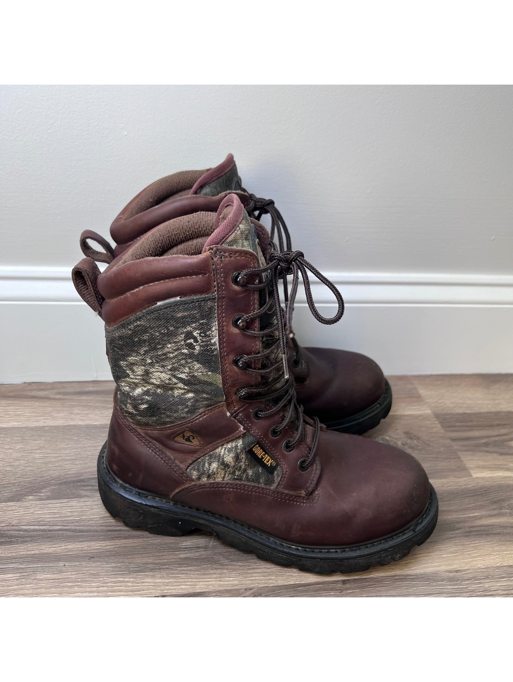 Rocky Men's Hunting Boots Brown Leather and Camouflage Size 7.5